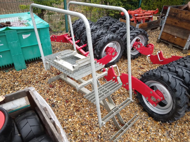 Grange access step with platform and handrail complete with mounting bracket